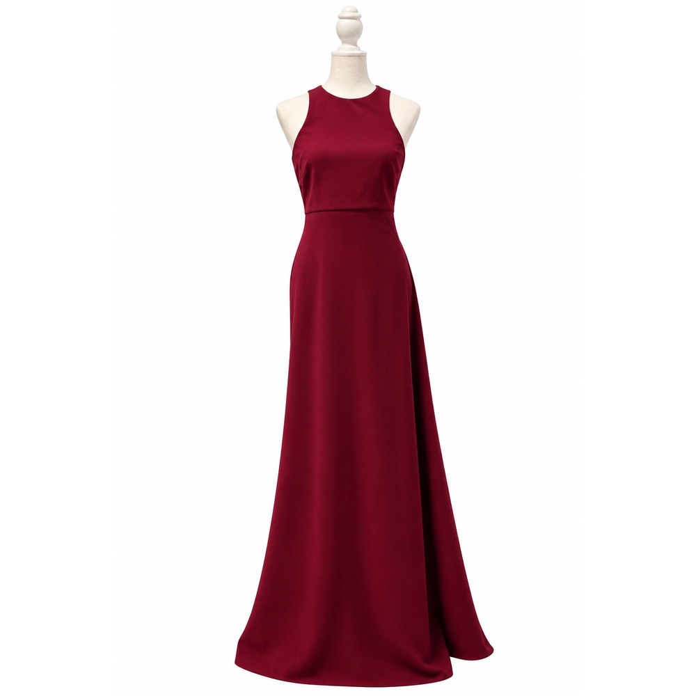BHLDN Maxi Gown High Neck Strappy Back 6 Burgundy Holiday Formal Wedding Guest